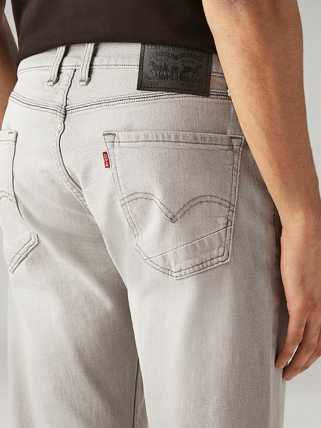Men's 505 Light Grey Straight Fit Mid Rise Jeans