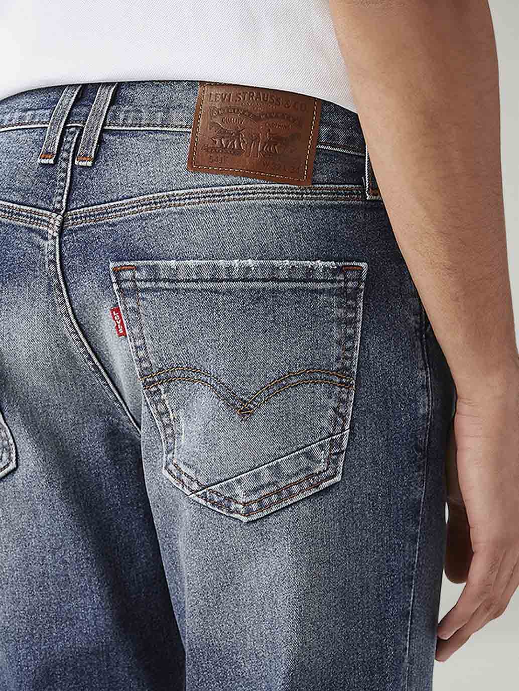Men's 541 Blue Athletic Tapered Fit Mid Rise Jeans