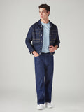 Men's 555 Dark Blue Relaxed Straight Fit Mid Rise Jeans