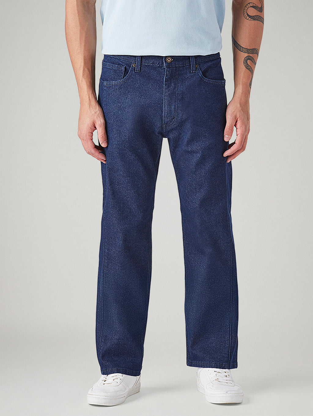 Men's 555 Dark Blue Relaxed Straight Fit Mid Rise Jeans