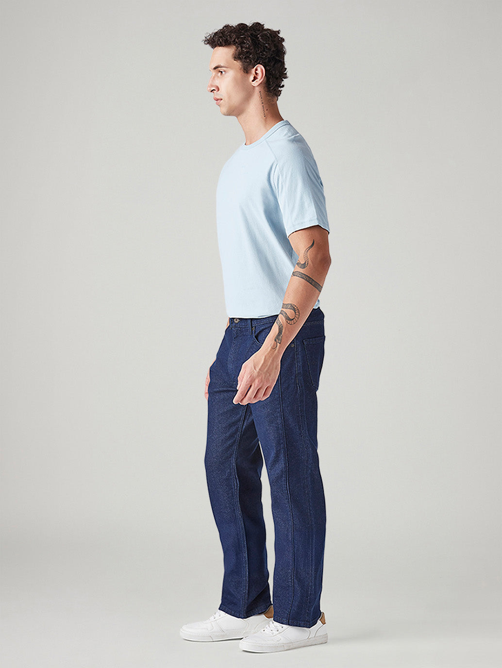 Men's 555 Dark Blue Relaxed Straight Fit Mid Rise Jeans