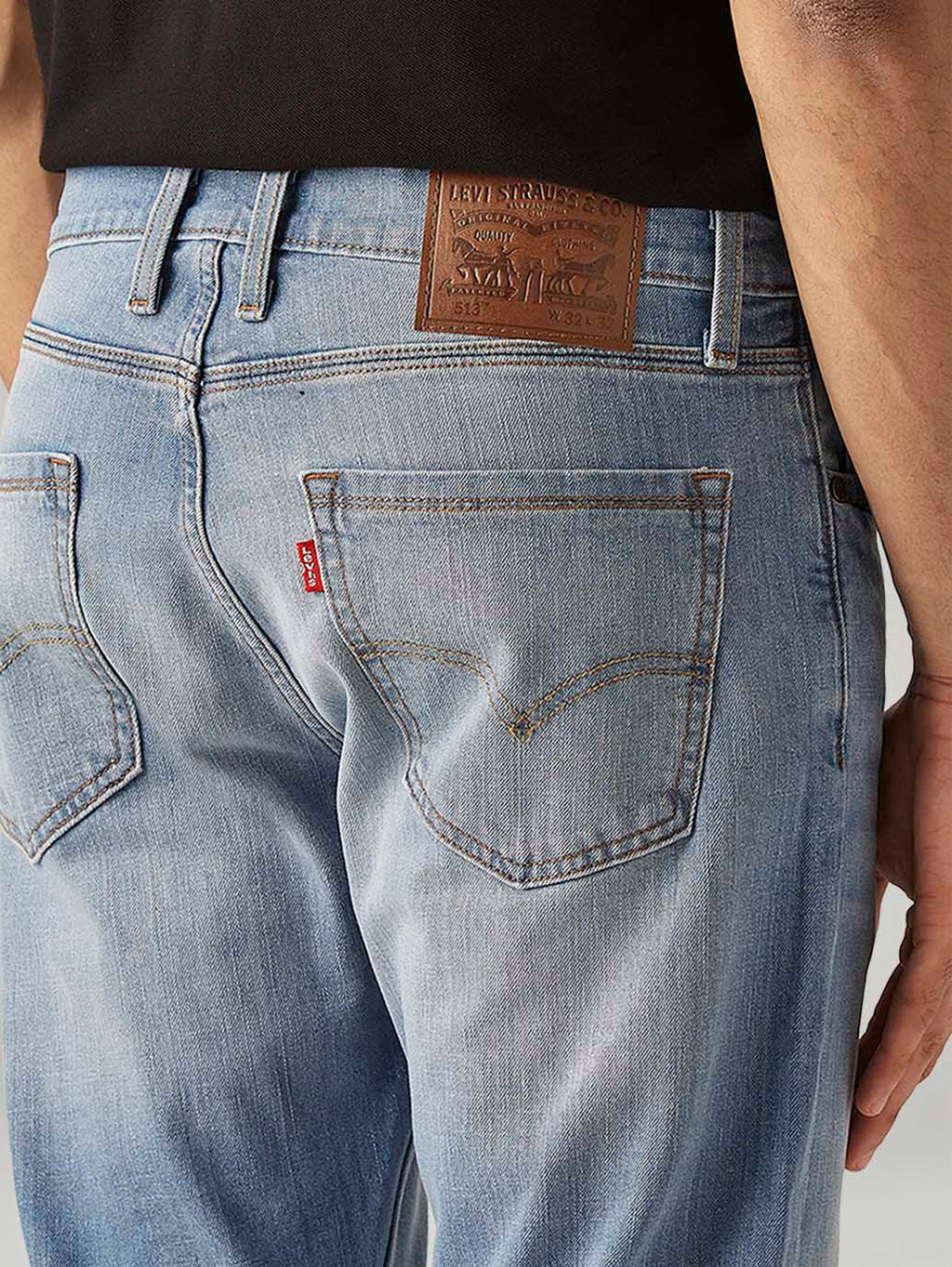 Men's 513 Light Blue Slim Straight Fit Mid Rise Jeans