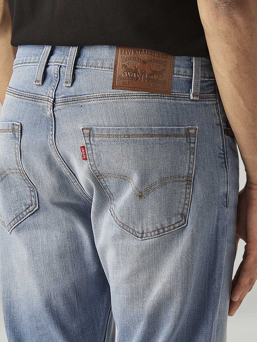 Men's 513 Light Blue Slim Straight Fit Mid Rise Jeans