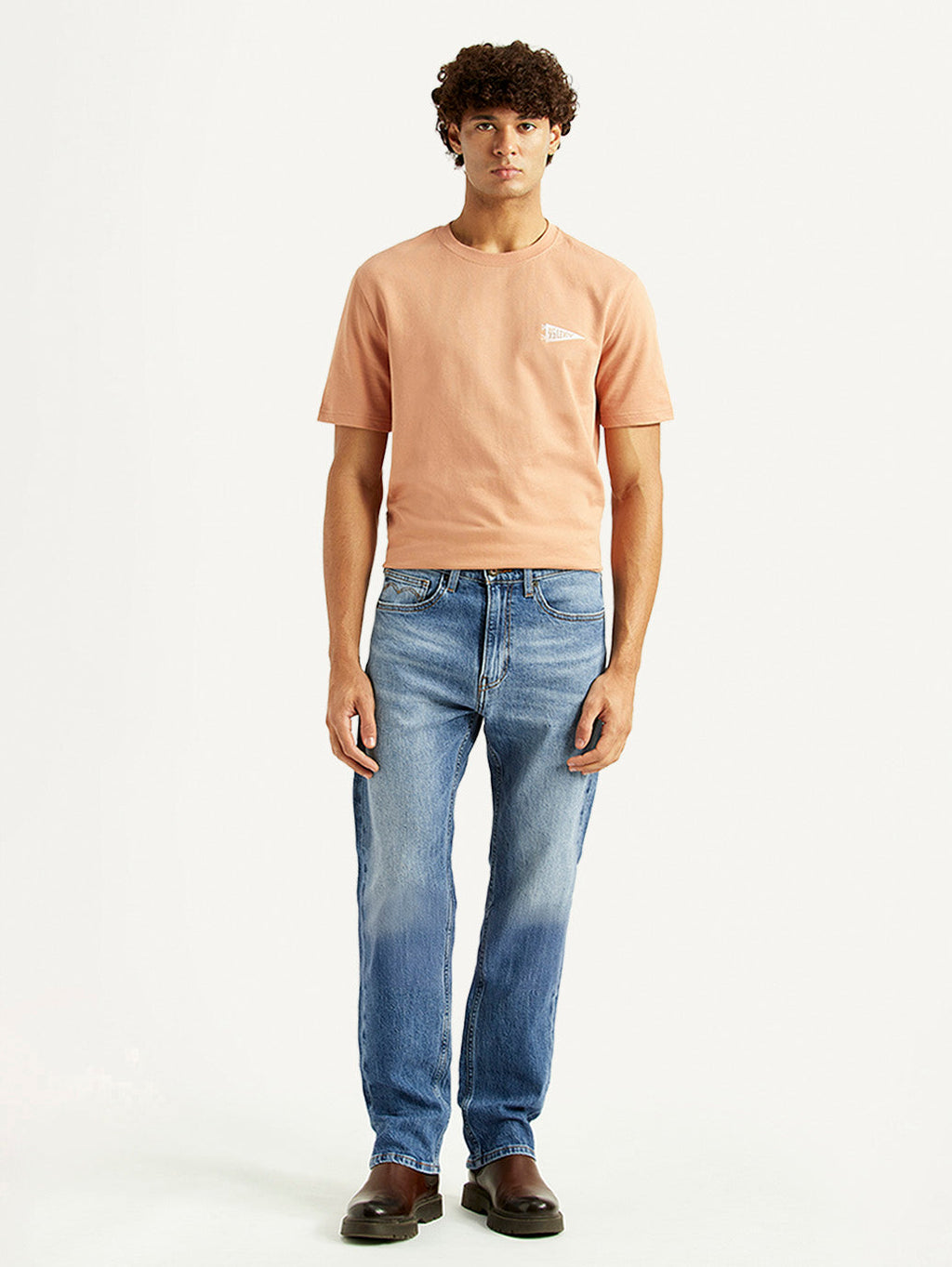 Men's 505 Blue Straight Fit Mid Rise Jeans