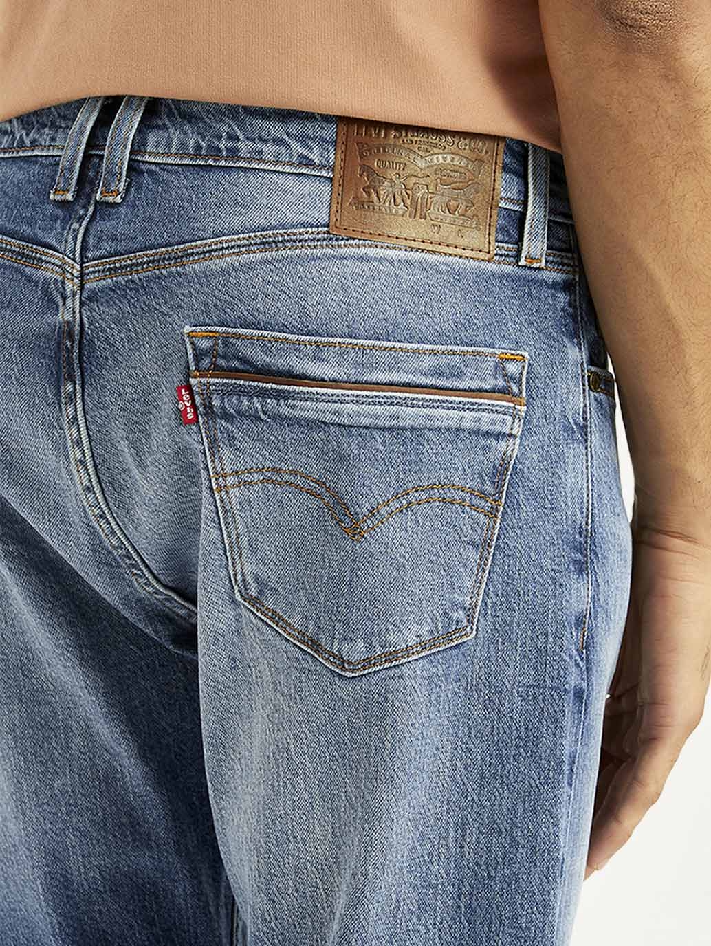 Men's 505 Blue Straight Fit Mid Rise Jeans
