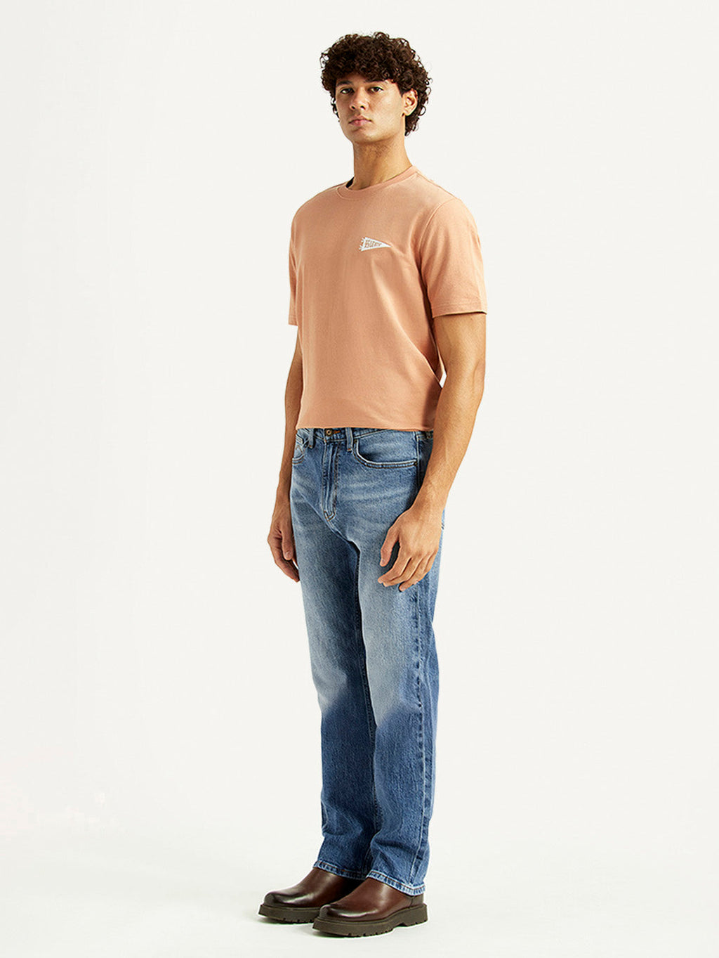Men's 505 Blue Straight Fit Mid Rise Jeans