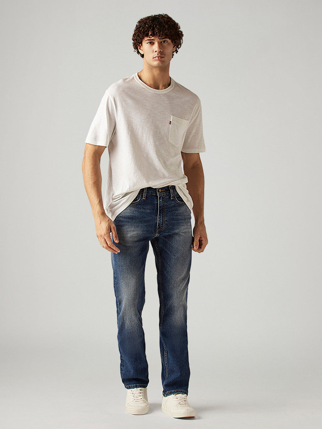 Men's 505 Blue Straight Fit Mid Rise Jeans