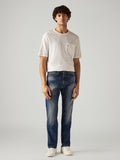 Men's 505 Blue Straight Fit Mid Rise Jeans
