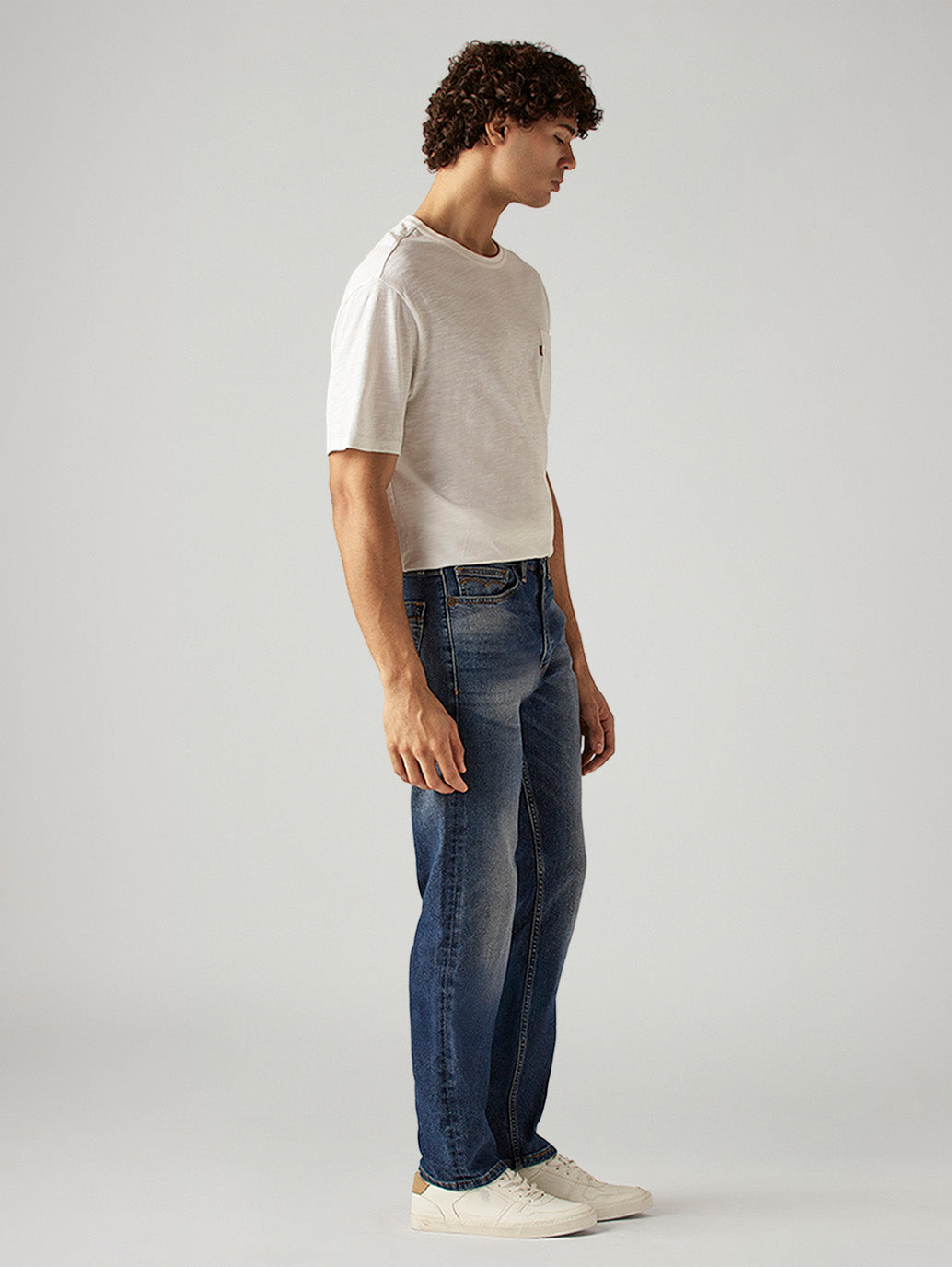 Men's 505 Blue Straight Fit Mid Rise Jeans