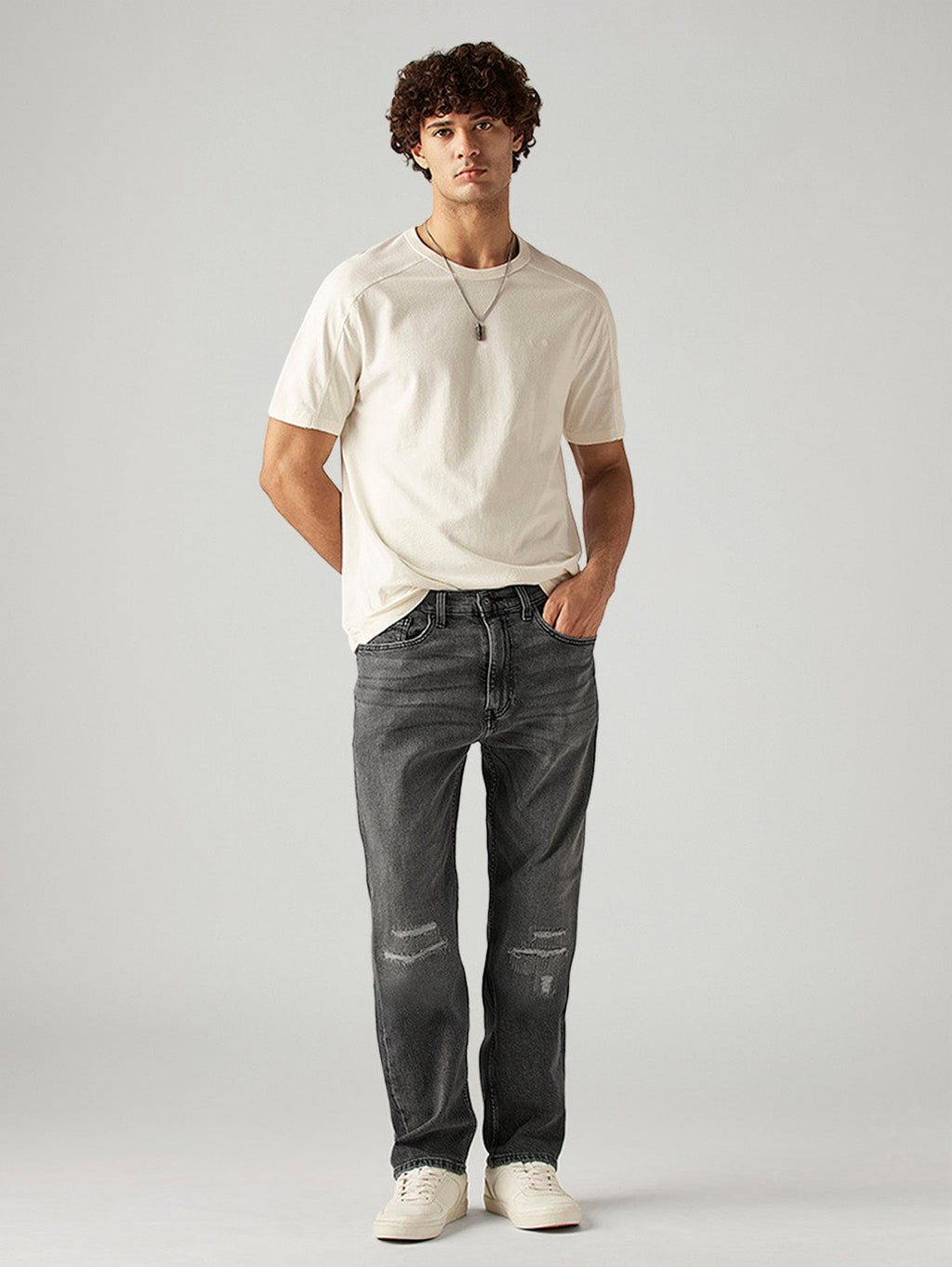 Men's 505 Grey Straight Fit Mid Rise Jeans