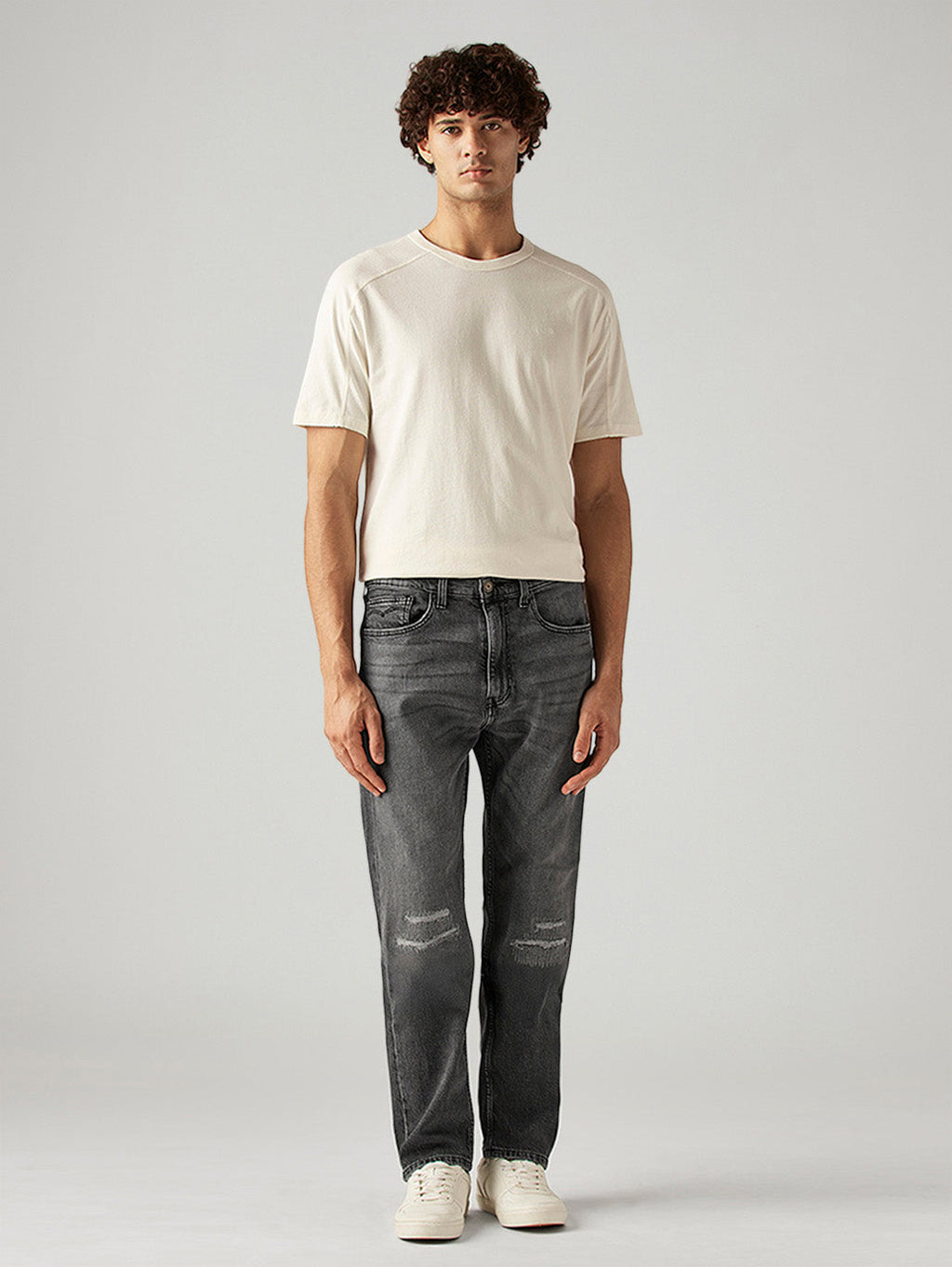Men's 505 Grey Straight Fit Mid Rise Jeans