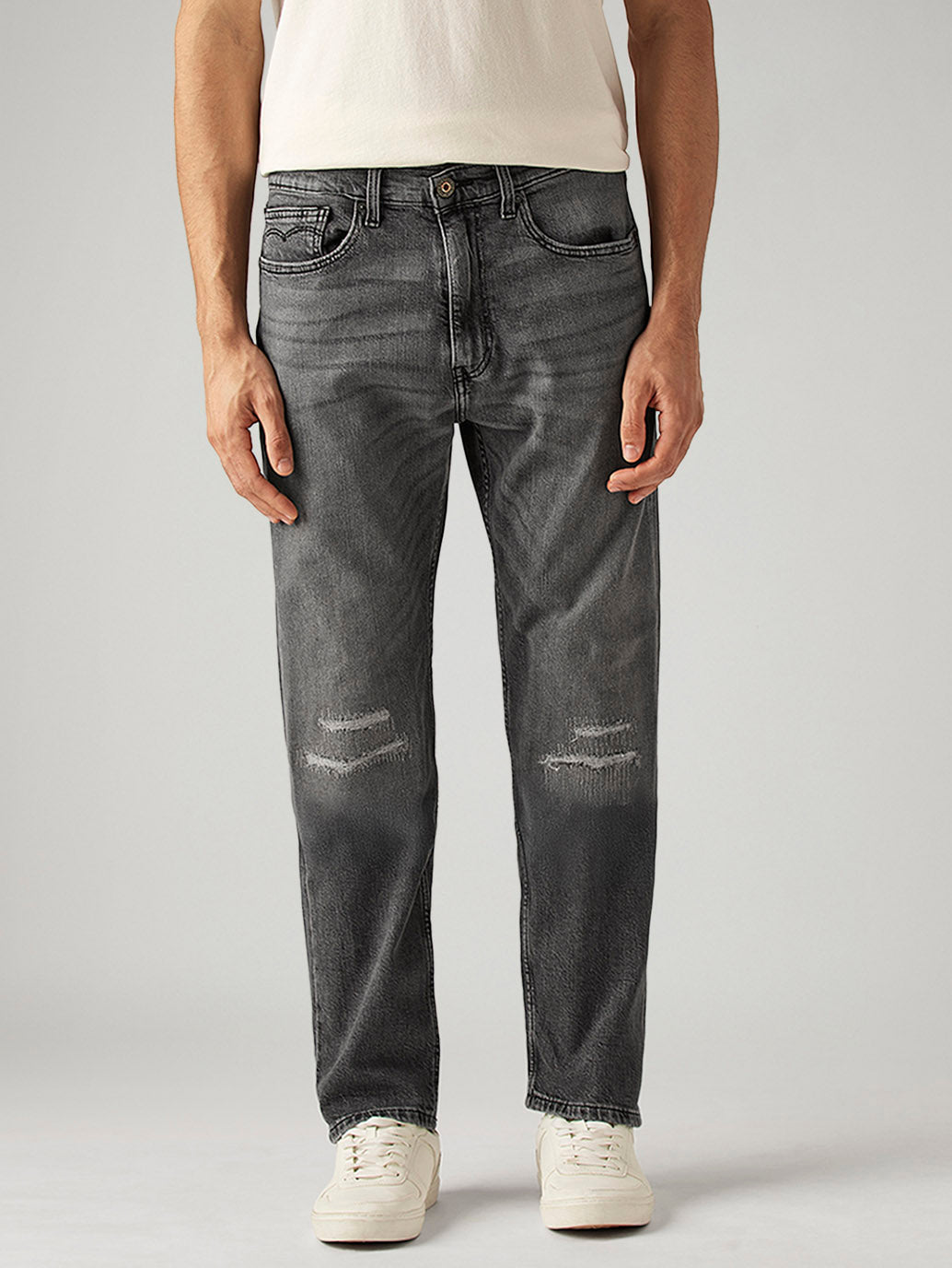 Men's 505 Grey Straight Fit Mid Rise Jeans
