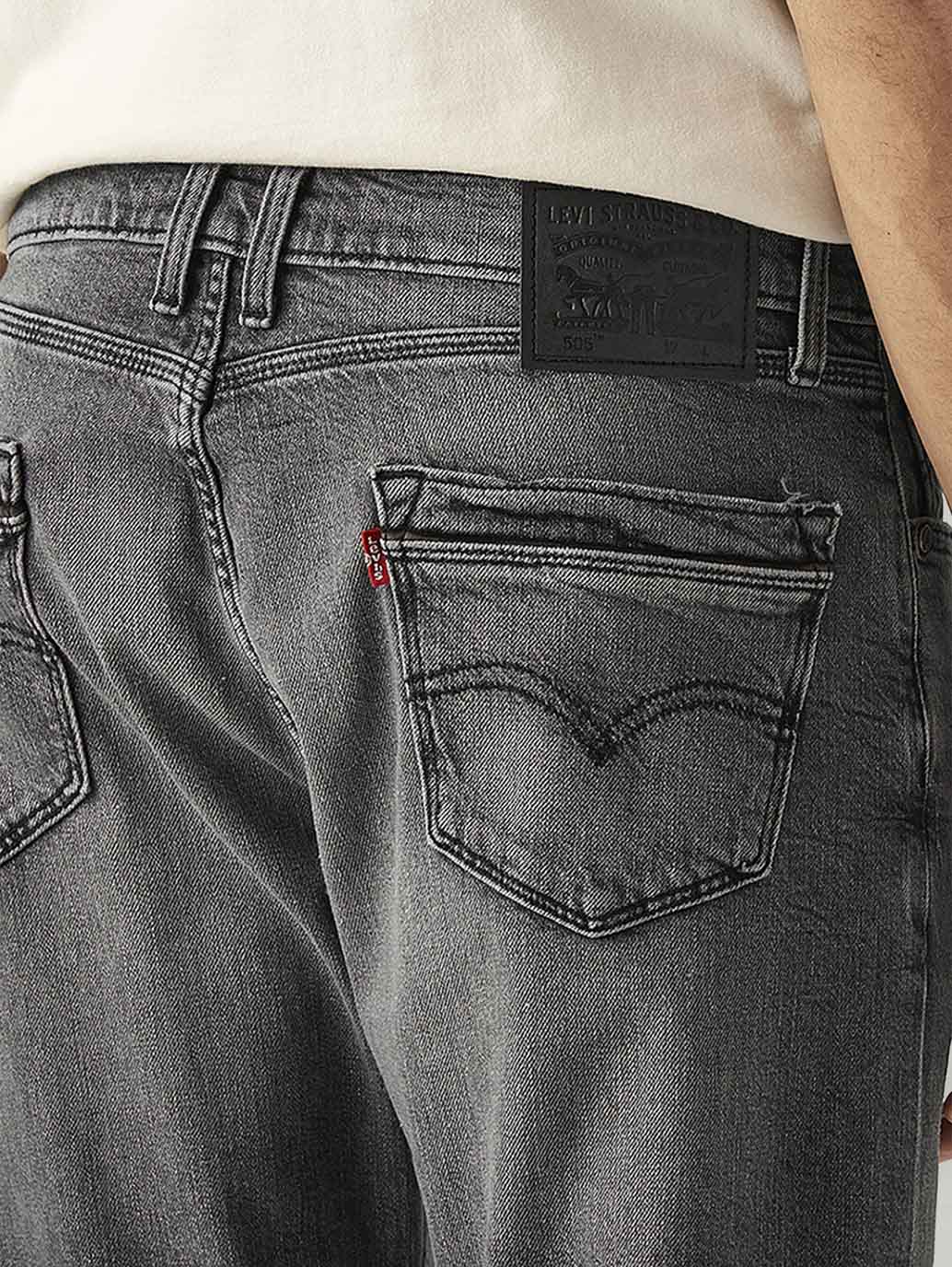 Men's 505 Grey Straight Fit Mid Rise Jeans