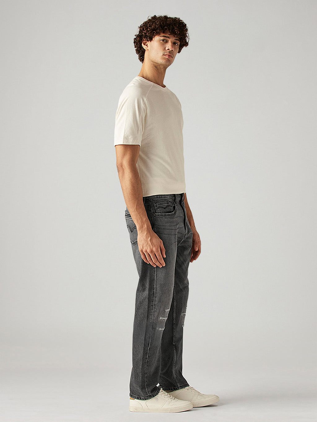 Men's 505 Grey Straight Fit Mid Rise Jeans