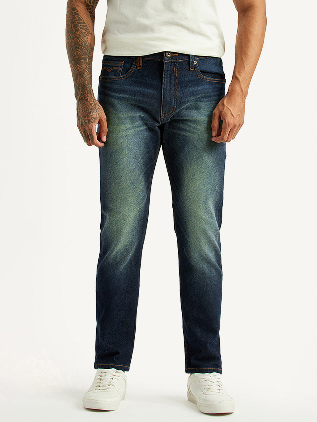 Men's Tinted 512 Dark Blue Slim Tapered Fit Mid Rise Jeans