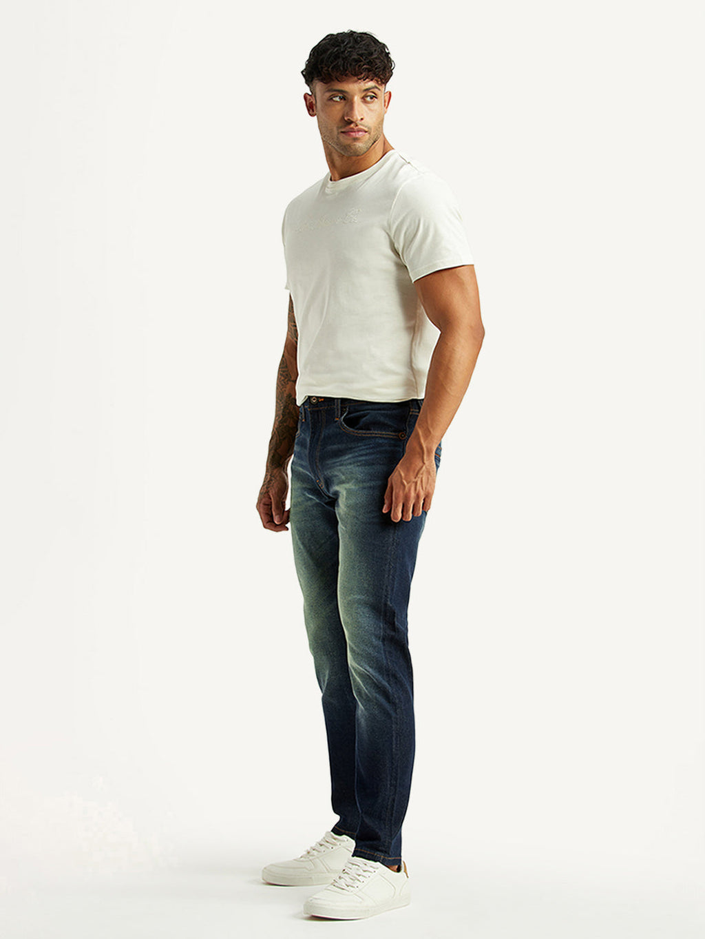 Men's Tinted 512 Dark Blue Slim Tapered Fit Mid Rise Jeans