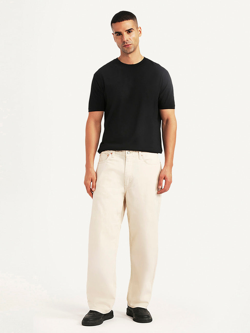 Men's 578 Beige Baggy Fit Mid Rise Jeans