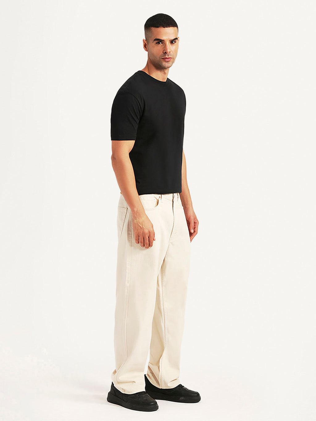 Men's 578 Beige Baggy Fit Mid Rise Jeans