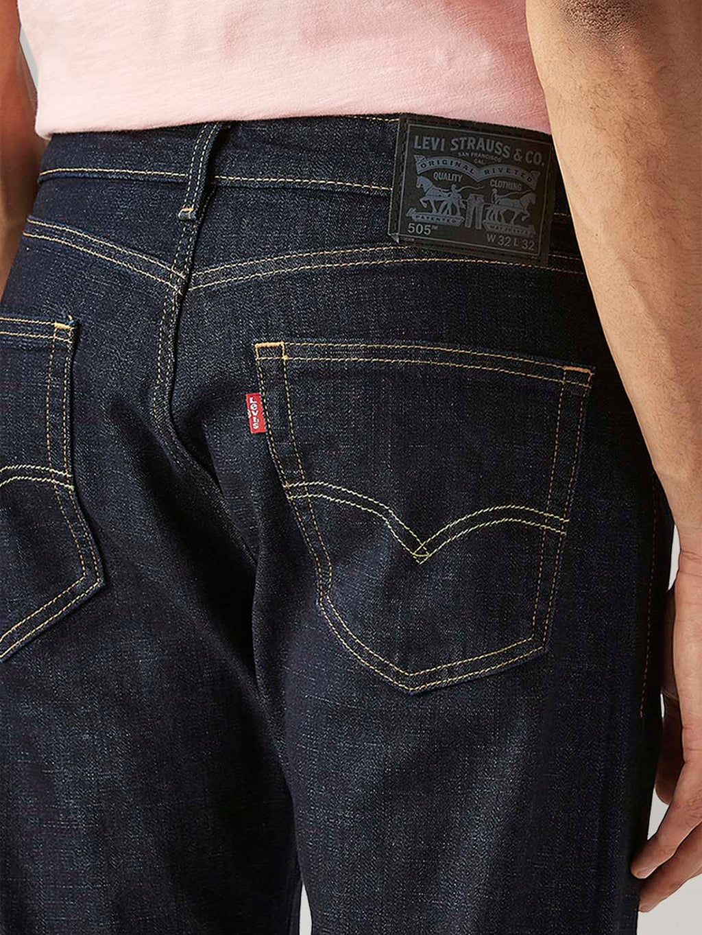 Men's 505 Navy Straight Fit Mid Rise Jeans