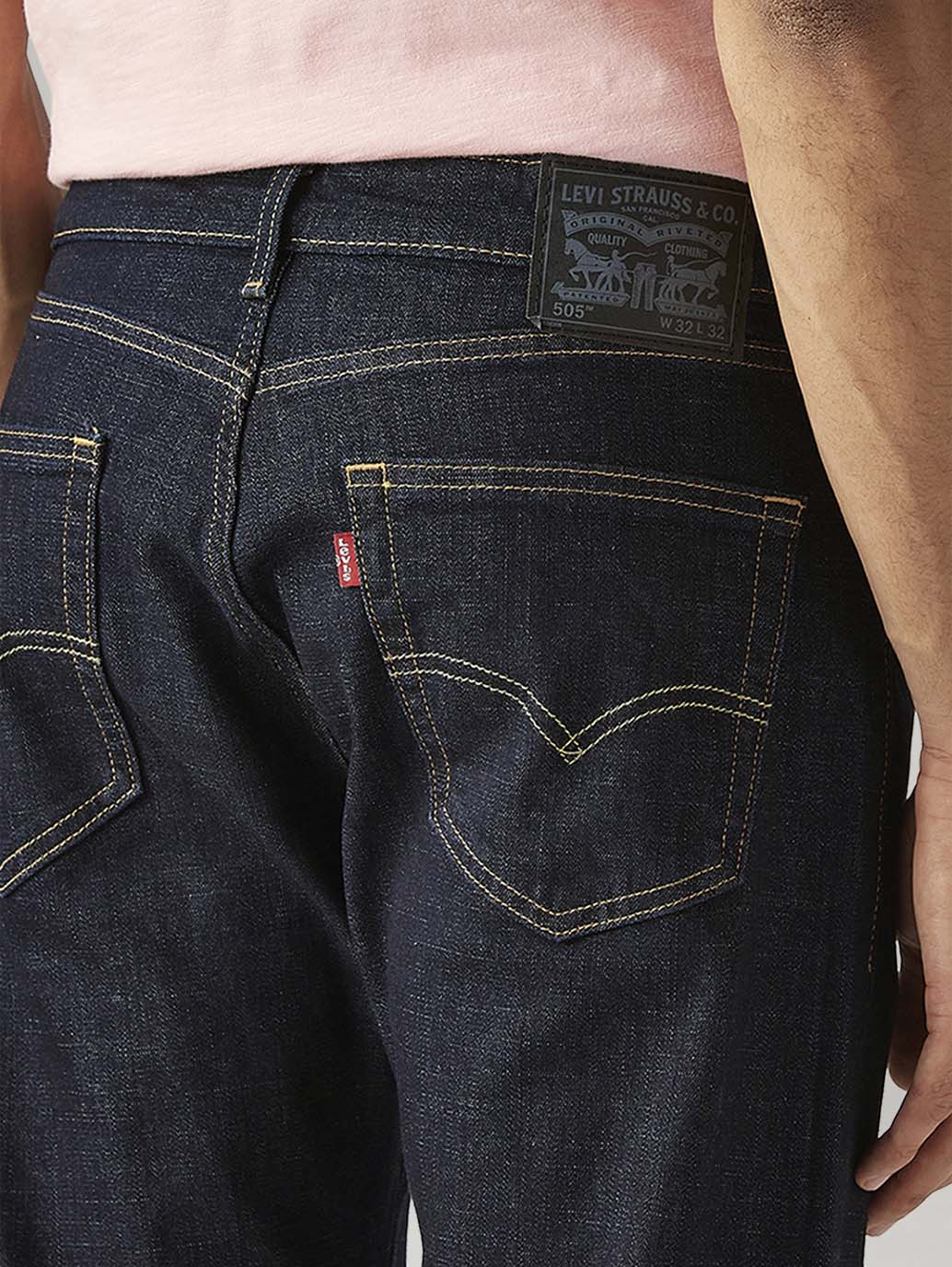 Men's 505 Navy Straight Fit Mid Rise Jeans
