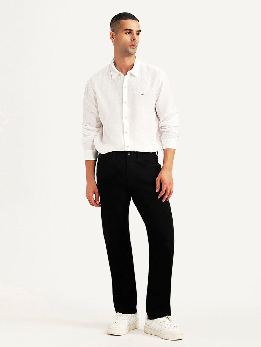 Men's Redloop 505 Black Straight Fit Mid Rise Jeans