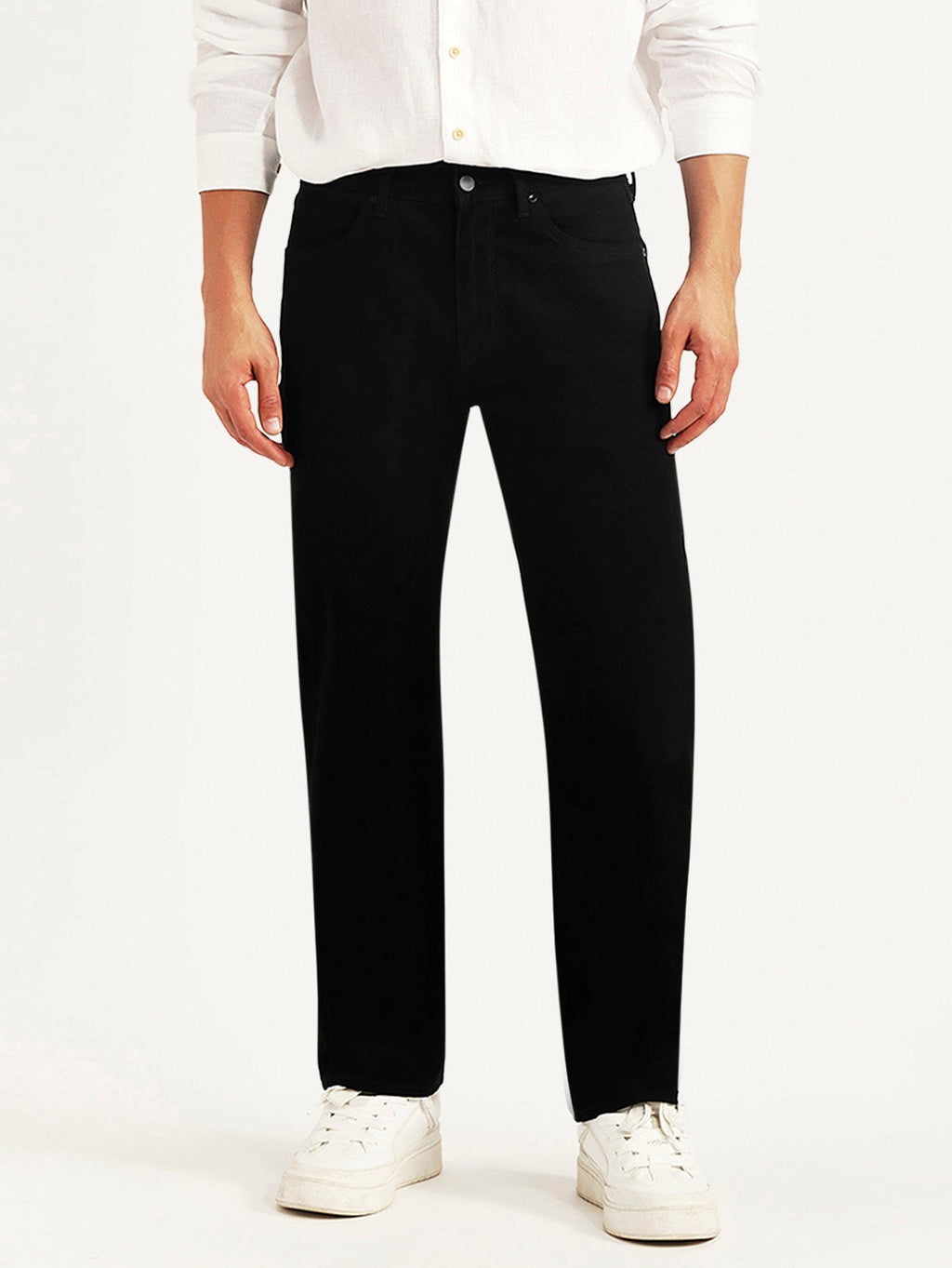 Men's Redloop 505 Black Straight Fit Mid Rise Jeans