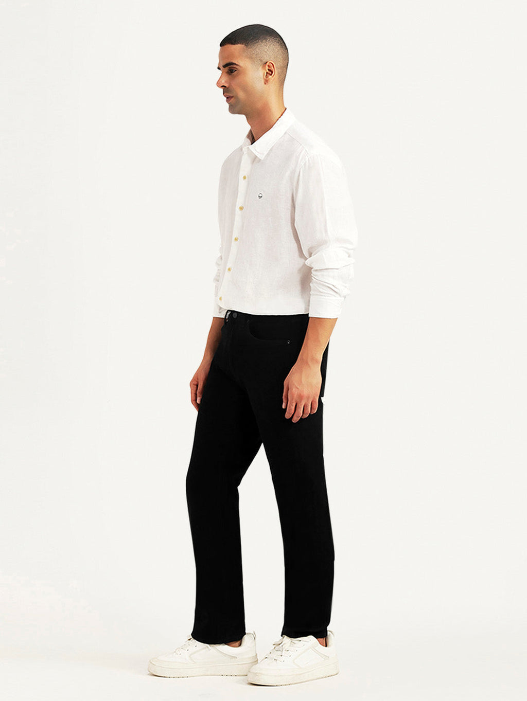 Men's Redloop 505 Black Straight Fit Mid Rise Jeans