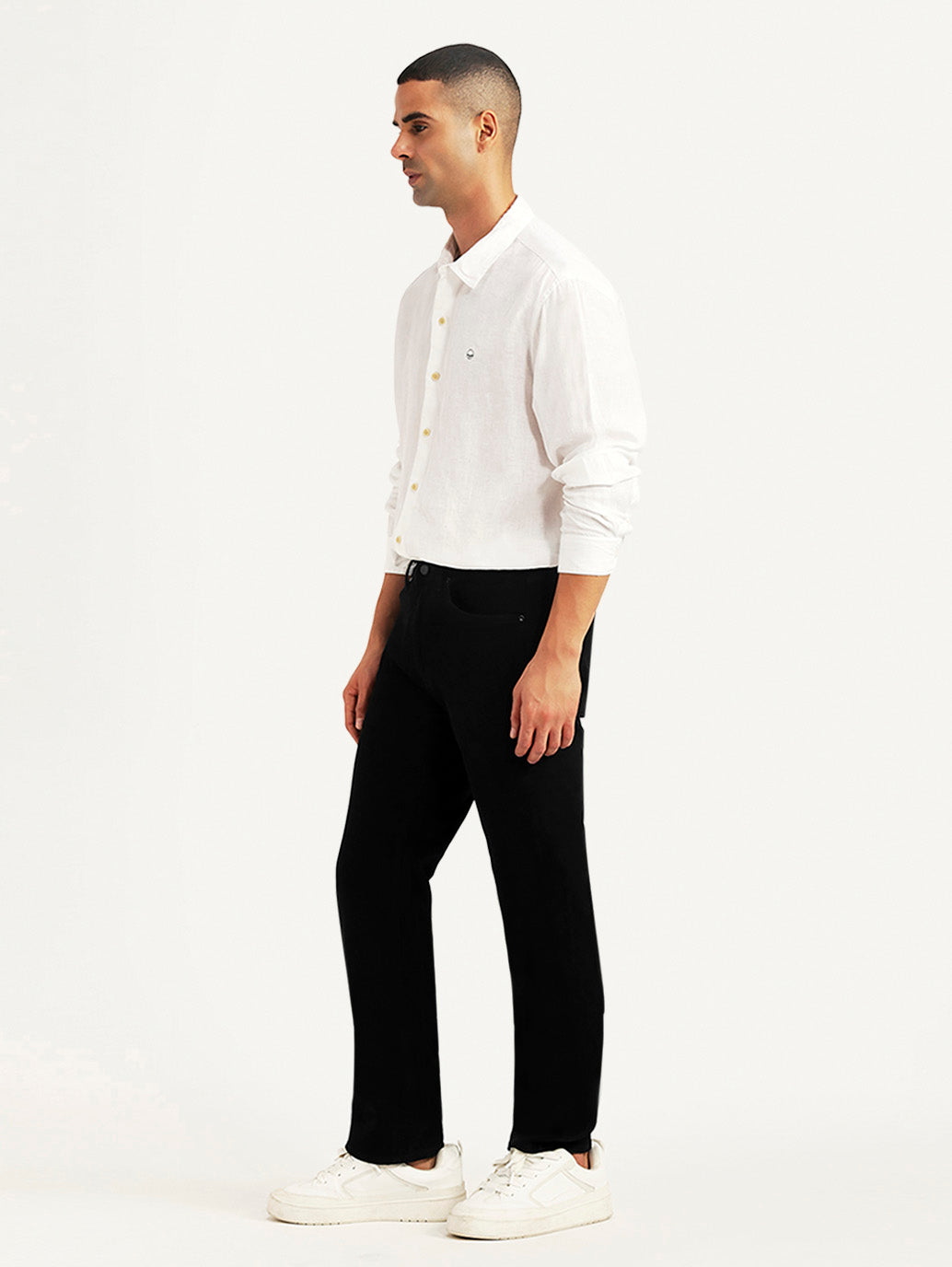 Men's Redloop 505 Black Straight Fit Mid Rise Jeans