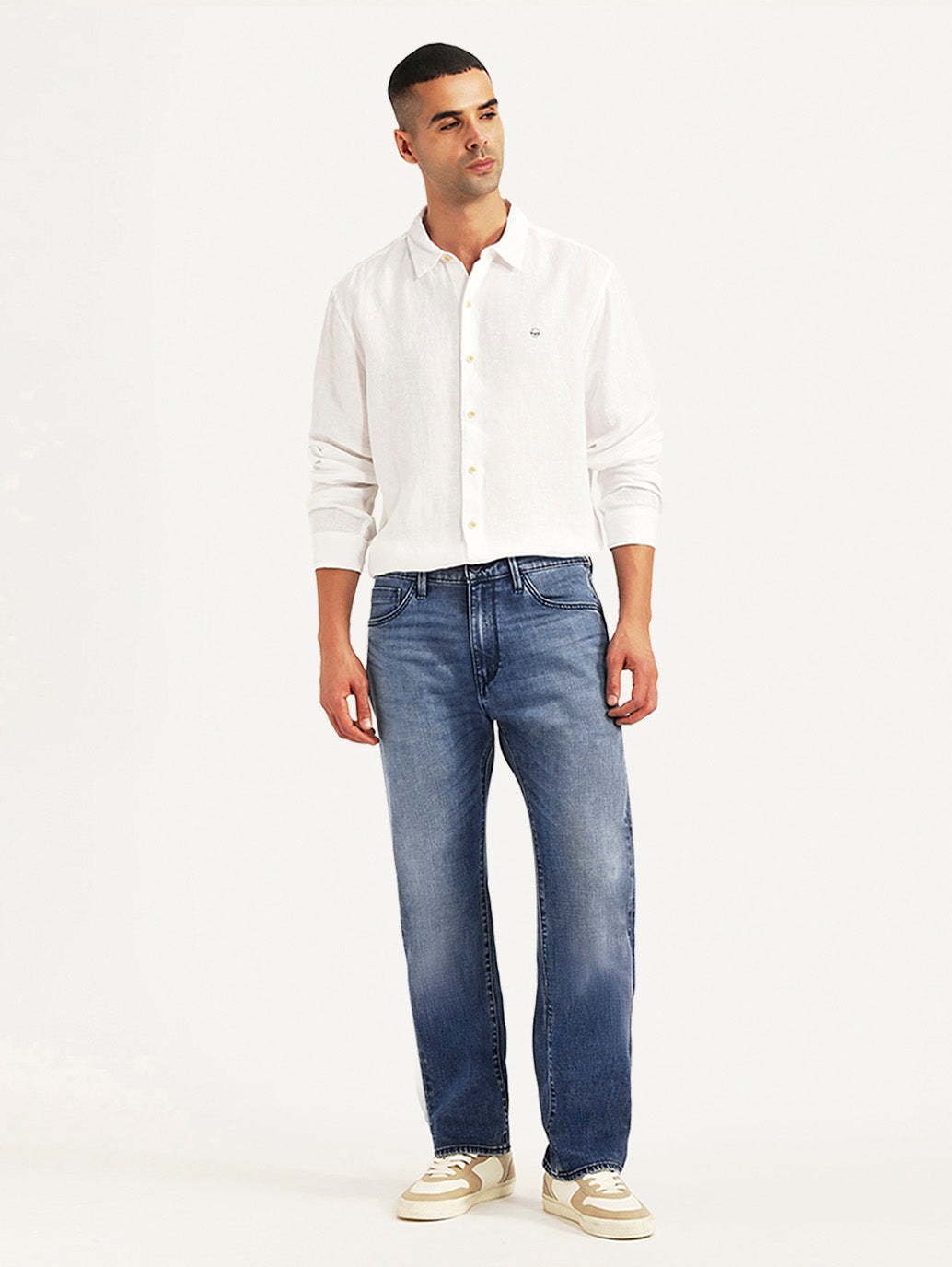 Men's Redloop 505 Blue Straight Fit Mid Rise Jeans