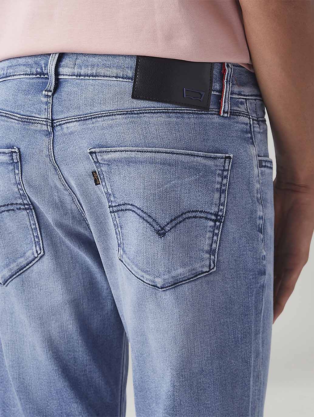 Men's 505 Light Blue Straight Fit Mid Rise Redloop Jeans