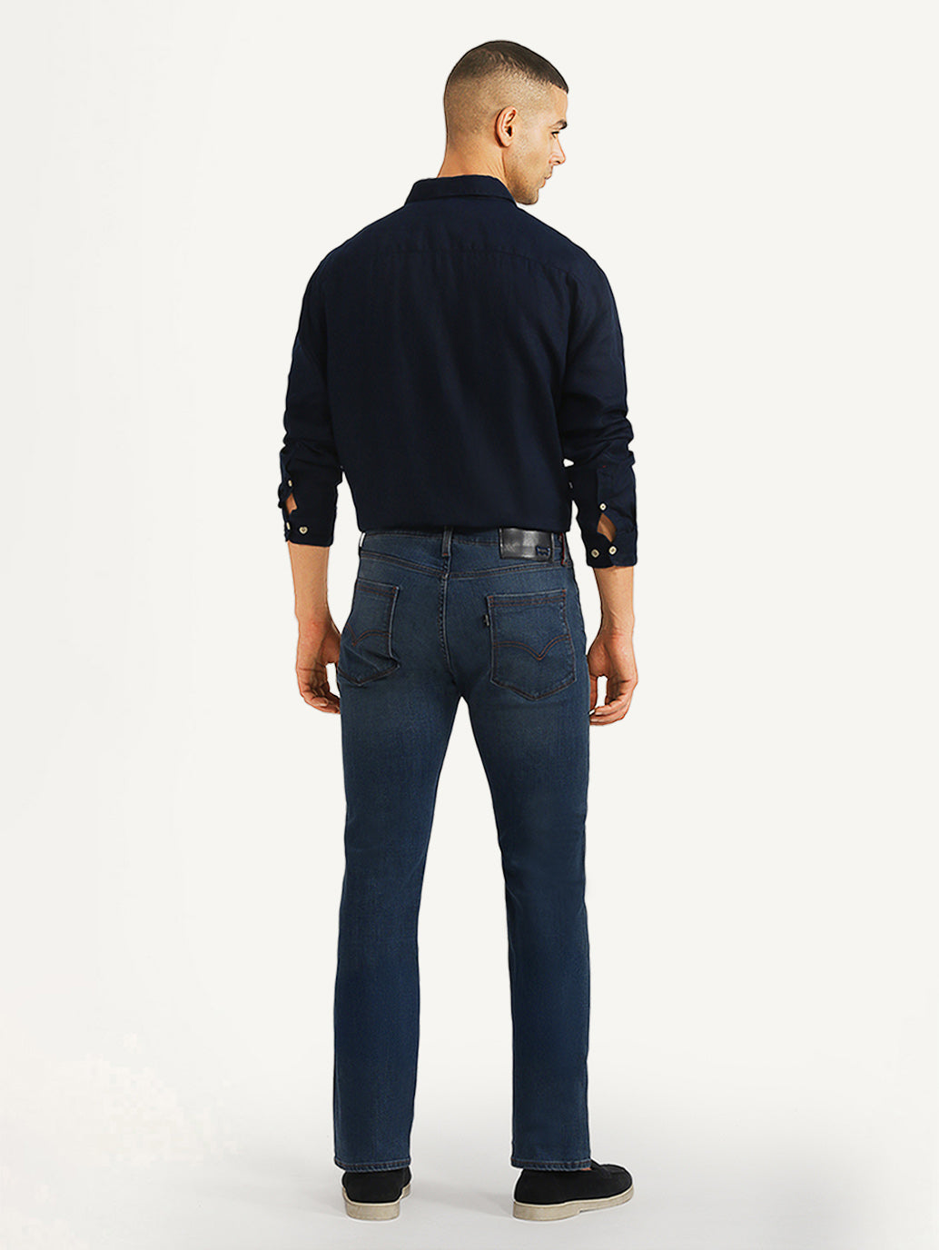 Men's Redloop 513 Dark Blue Slim Straight Fit Mid Rise Jeans