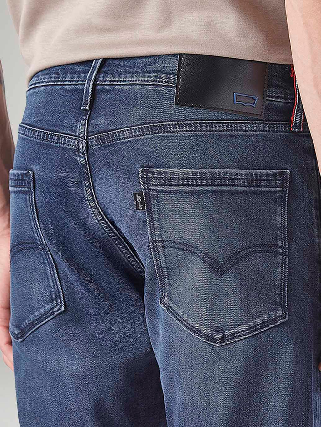 Men's 513 Blue Slim Straight Fit Mid Rise Redloop Jeans
