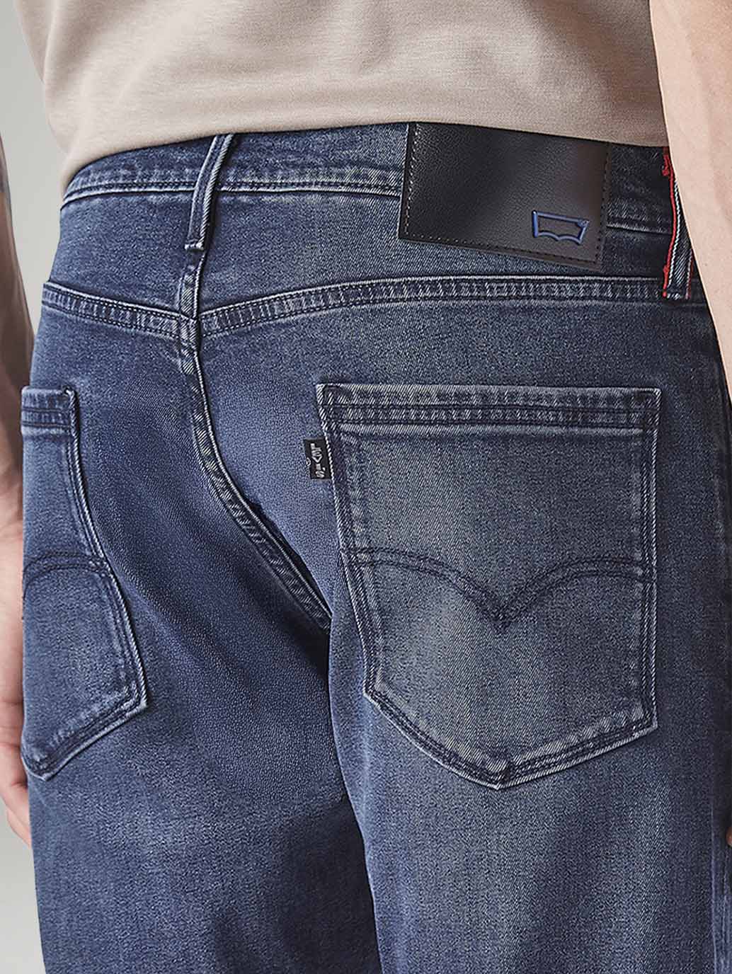 Men's 513 Blue Slim Straight Fit Mid Rise Redloop Jeans