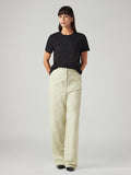 Women's Light Green Loose Fit High Rise Linen Trousers