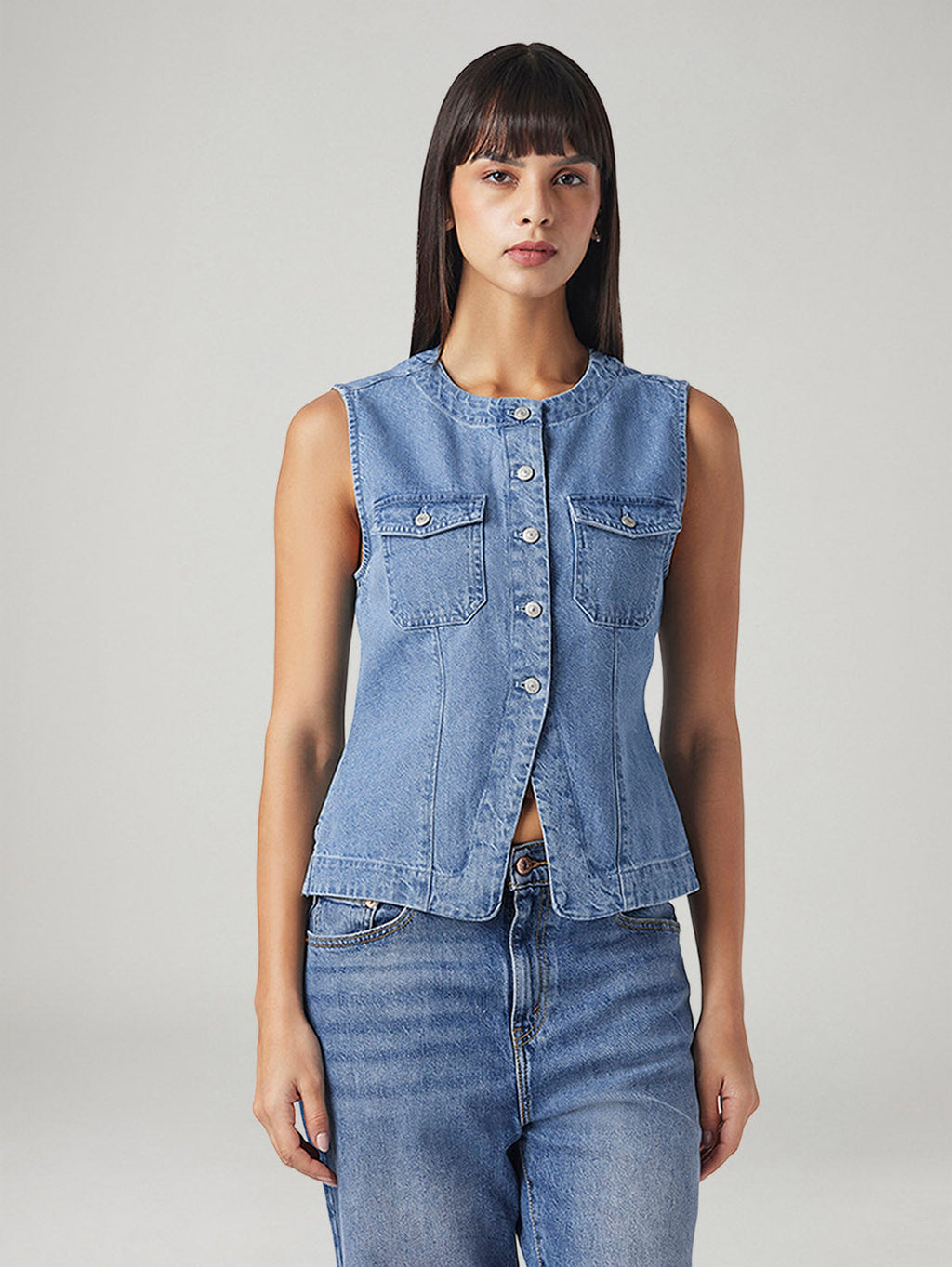 Women's Solid Regular Fit Denim Top