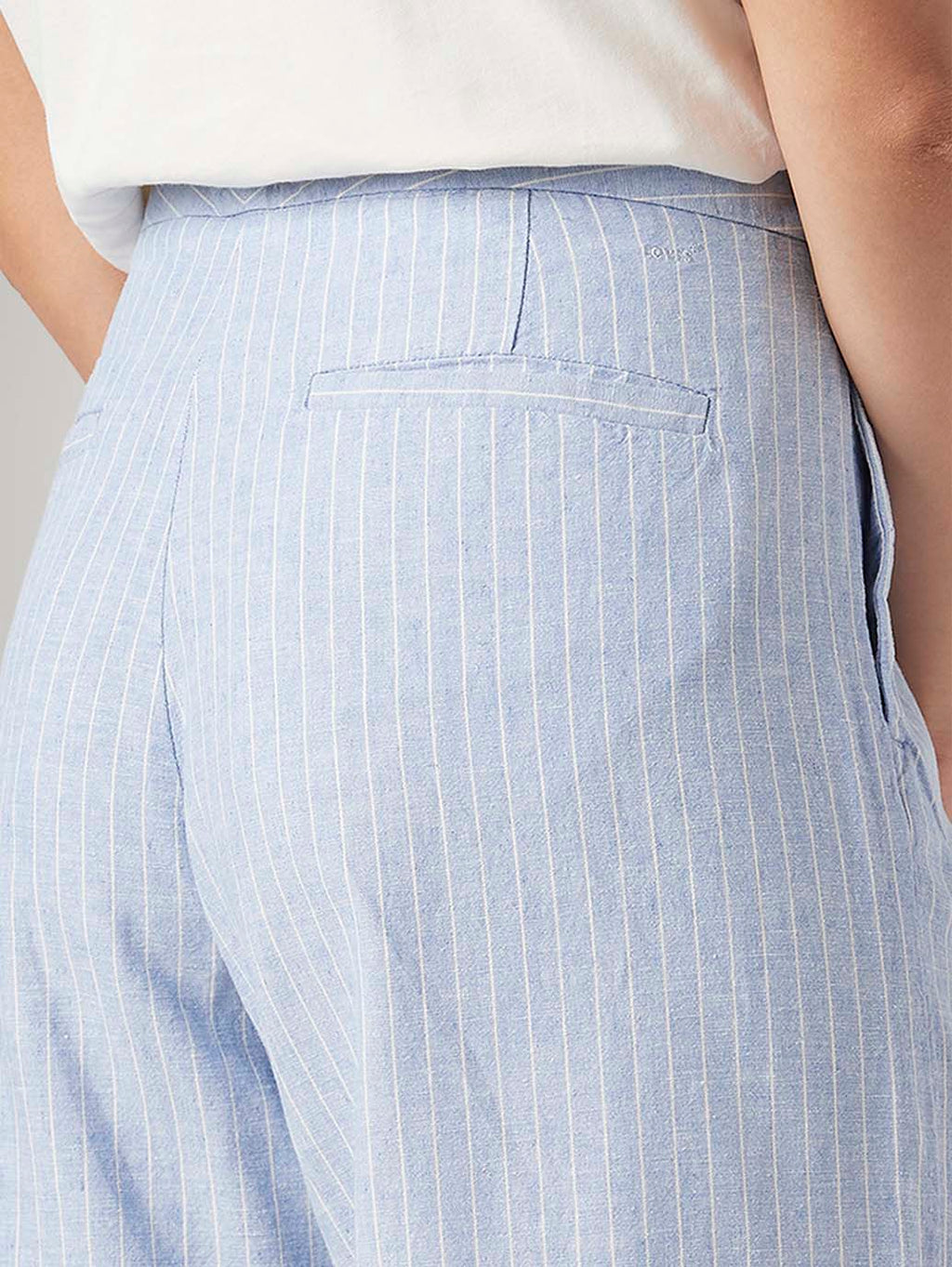 Women's Light Blue Straight Fit Mid Rise Pleated Trousers