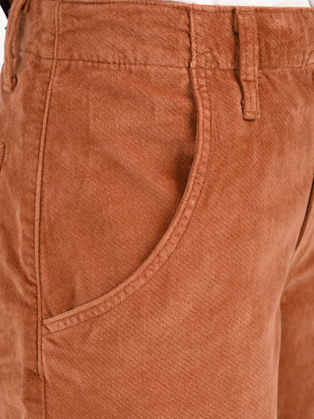 Women's Brown Loose Fit High Rise Trousers