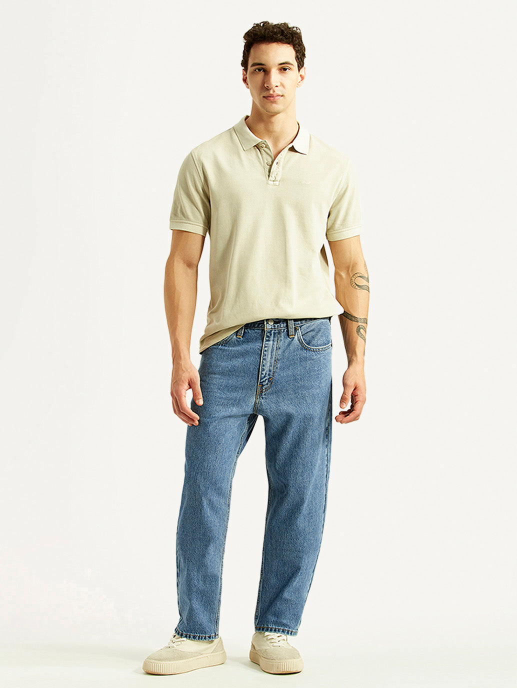 Men's 568 Blue Baggy Fit Mid Rise Jeans