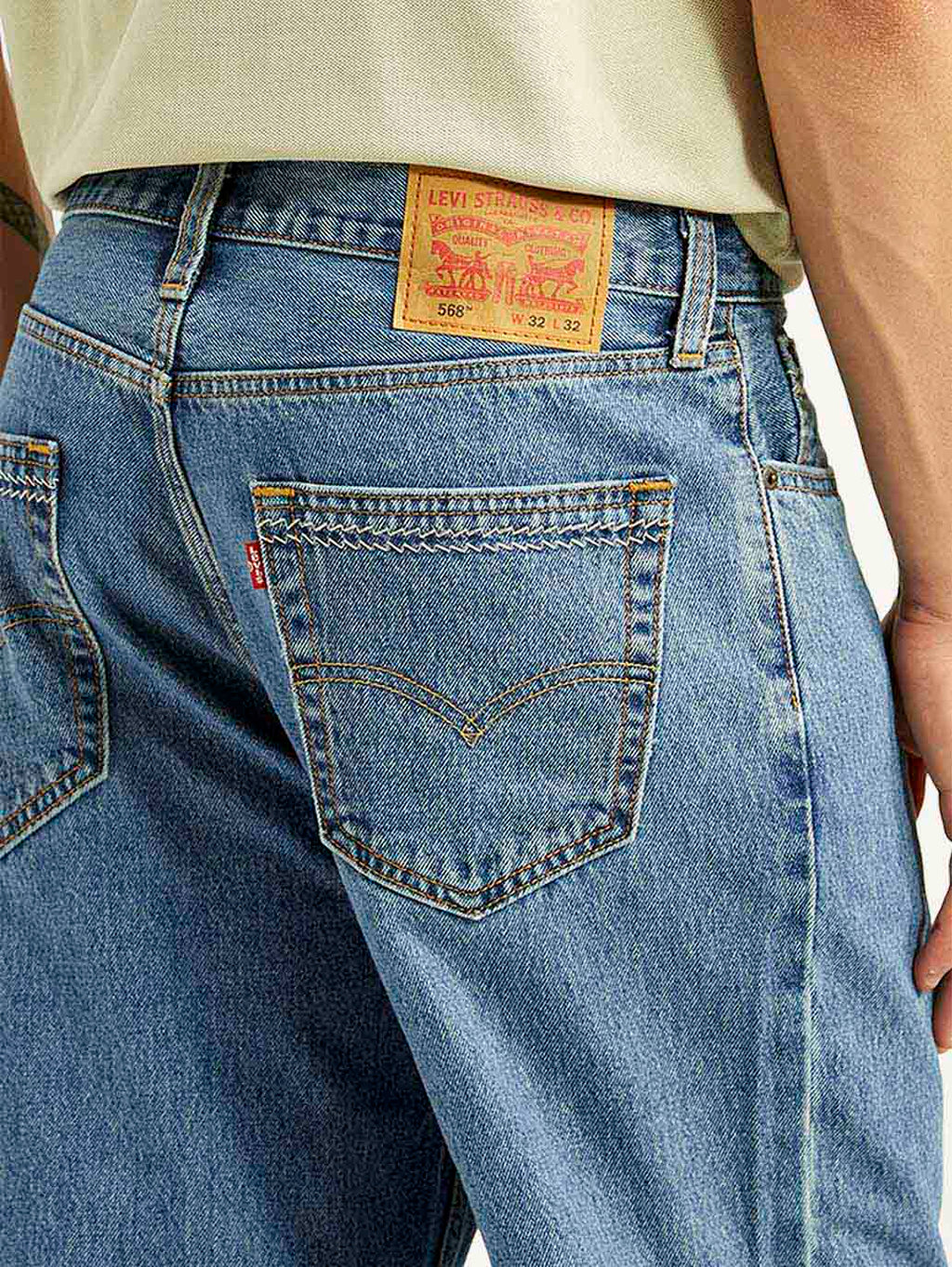 Men's 568 Blue Baggy Fit Mid Rise Jeans