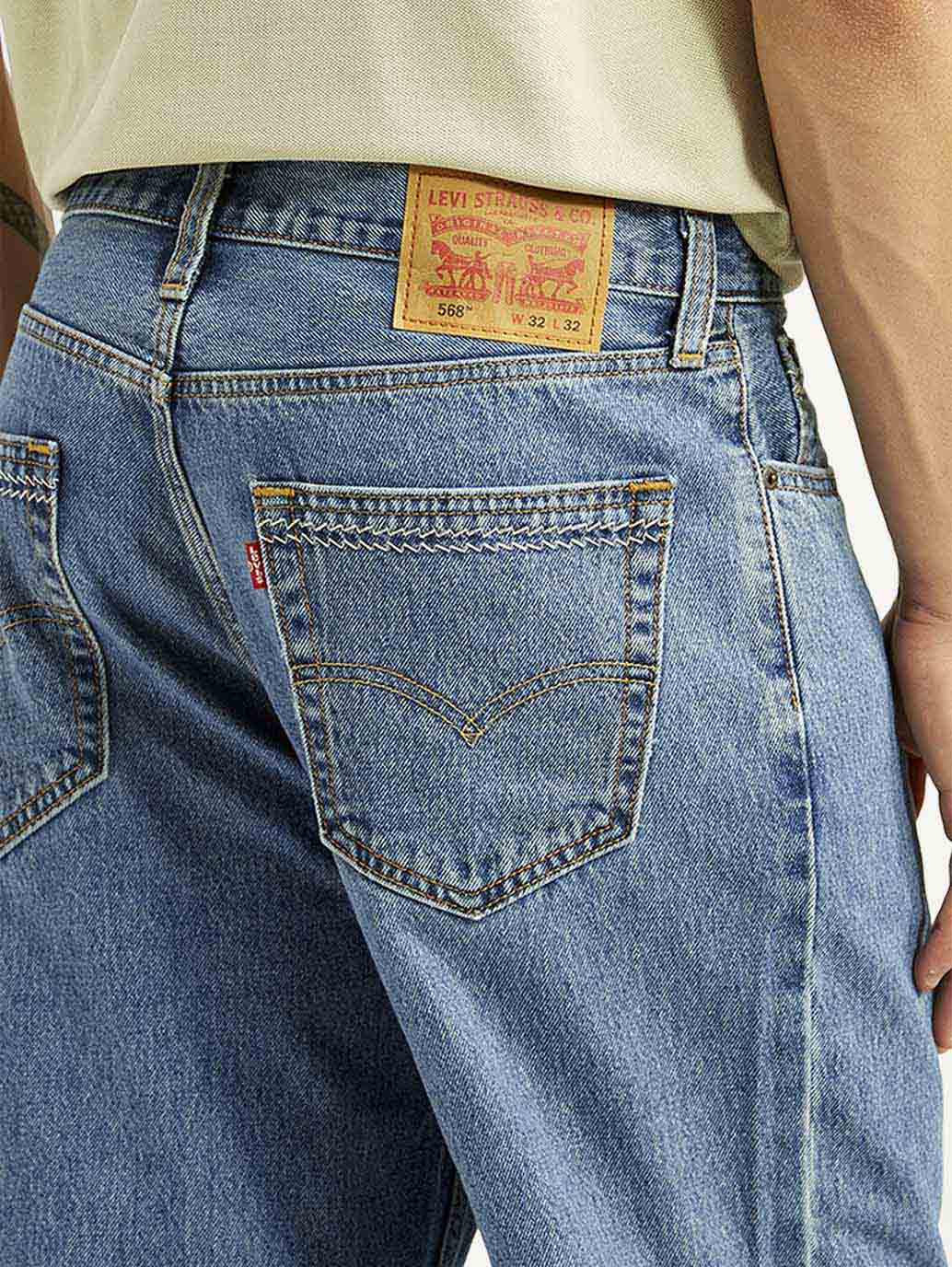 Men's 568 Blue Baggy Fit Mid Rise Jeans