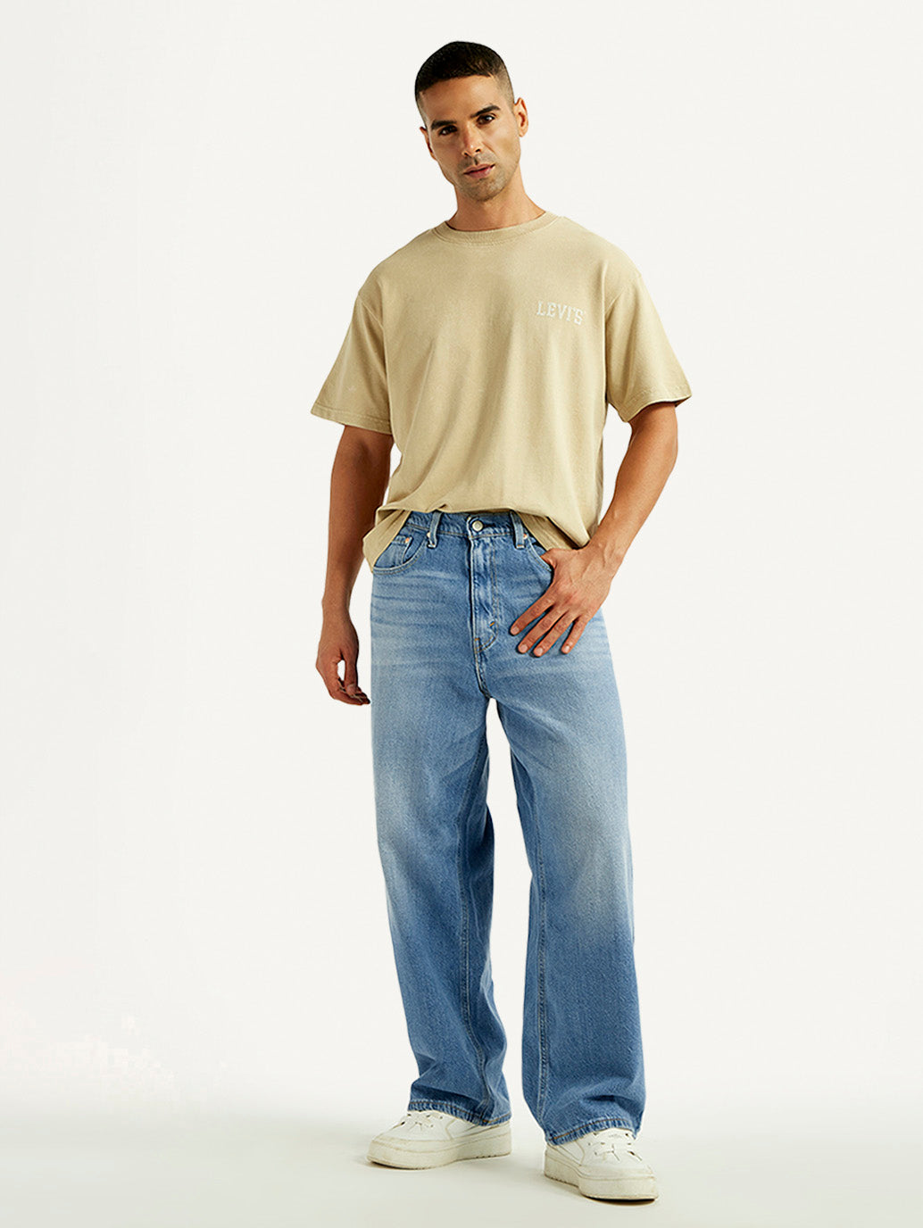 Men's Light Blue Extra Baggy Loose Fit Mid Rise Jeans