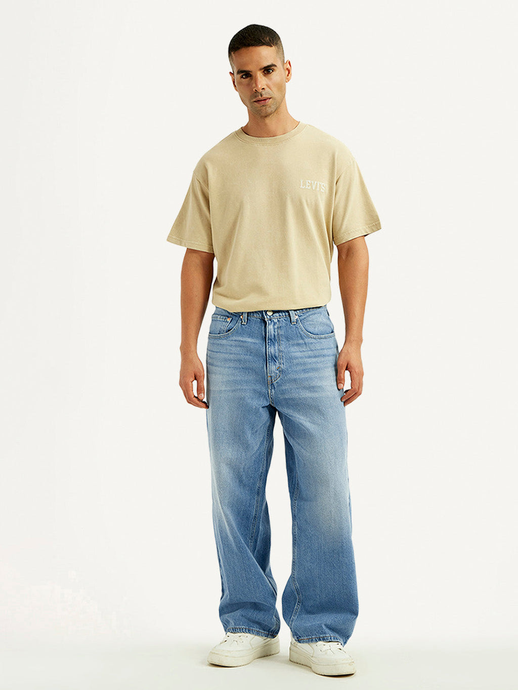 Men's Light Blue Extra Baggy Loose Fit Mid Rise Jeans