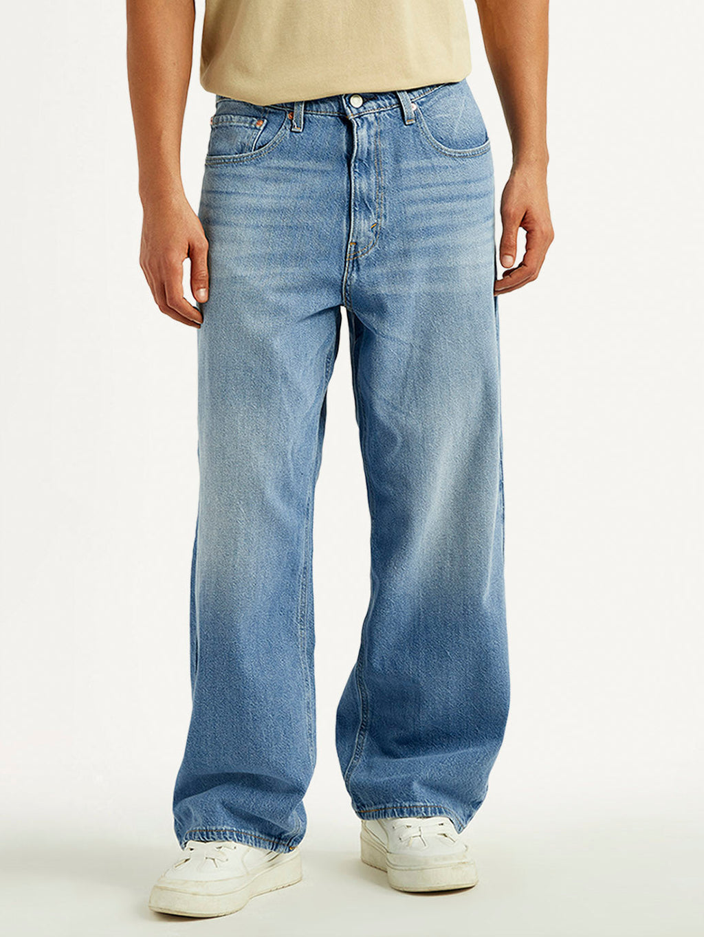 Men's Light Blue Extra Baggy Loose Fit Mid Rise Jeans