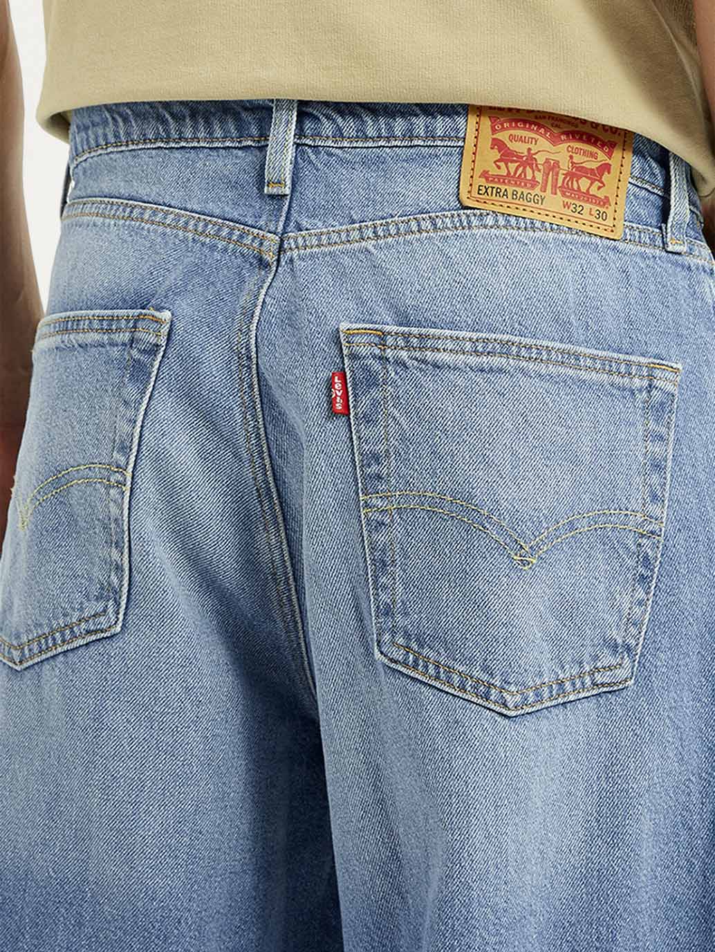 Men's Light Blue Extra Baggy Loose Fit Mid Rise Jeans