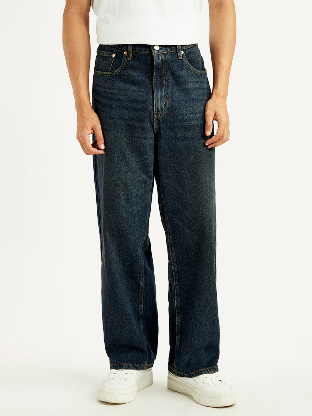 Men's Dark Blue Extra Baggy Loose Fit Mid Rise Jeans