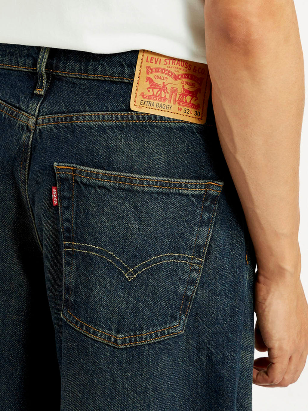 Men's Dark Blue Extra Baggy Loose Fit Mid Rise Jeans
