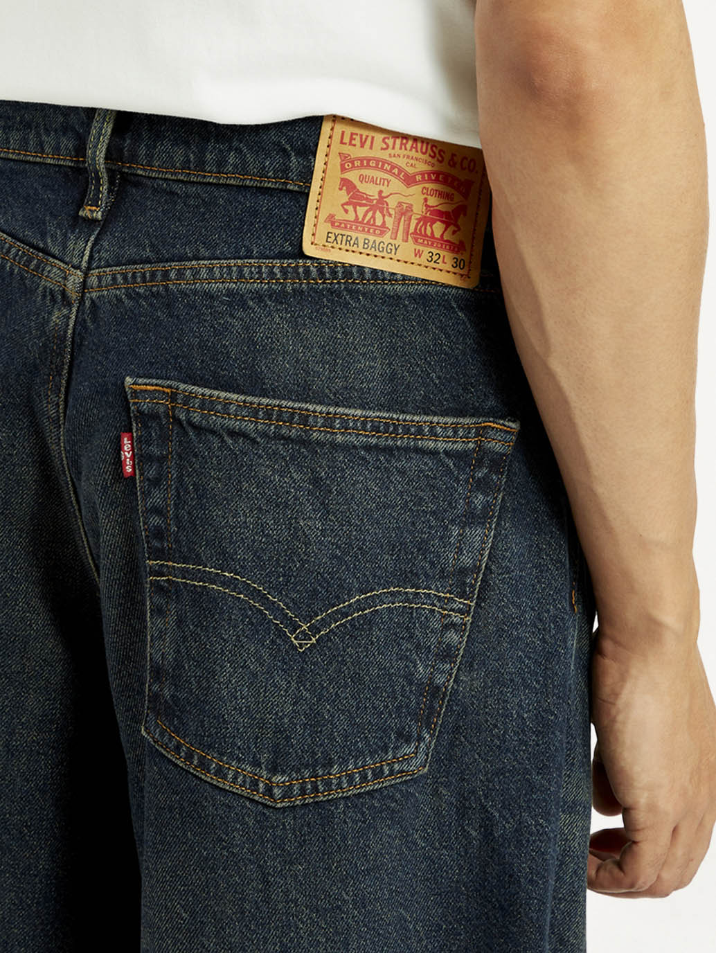 Men's Dark Blue Extra Baggy Loose Fit Mid Rise Jeans