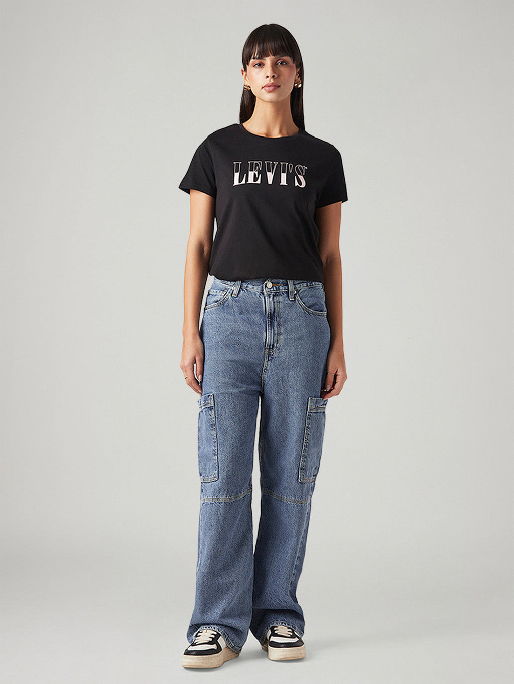 Women's Blue Loose Fit High Rise Jeans