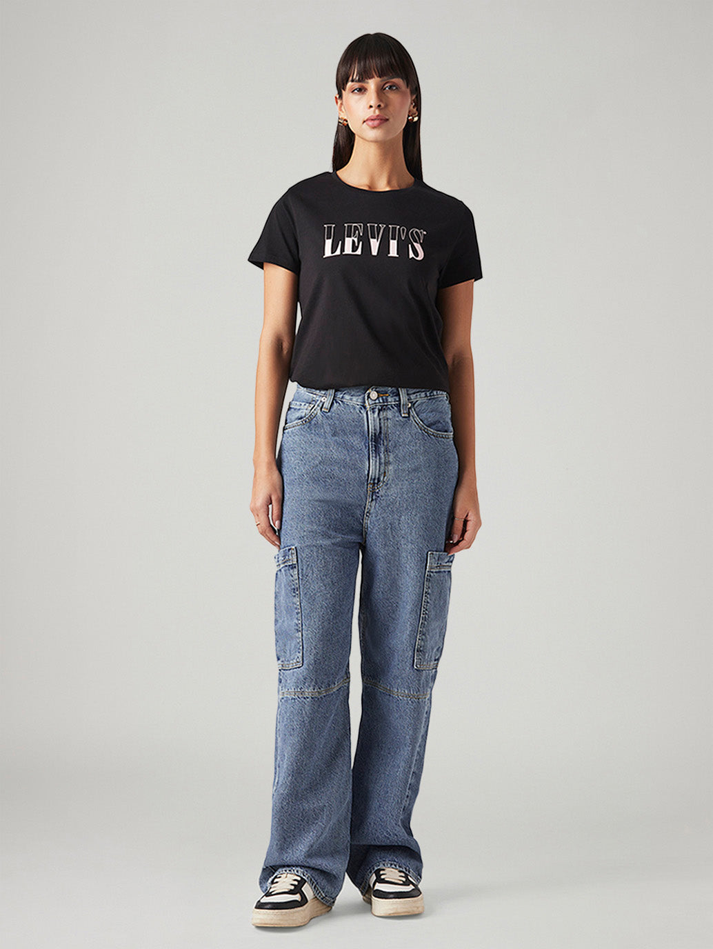 Women's Blue Loose Fit High Rise Jeans