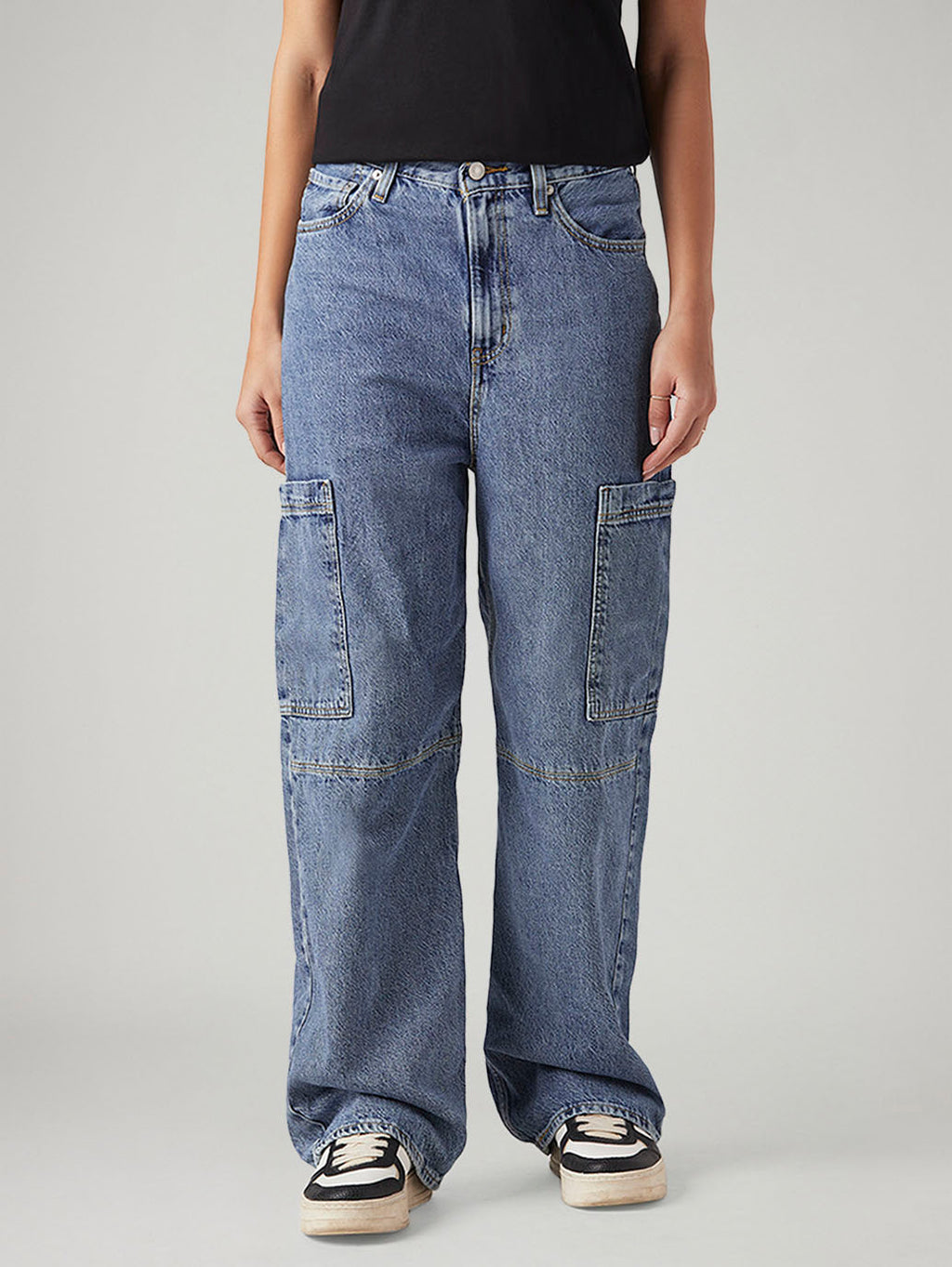Women's Blue Loose Fit High Rise Jeans